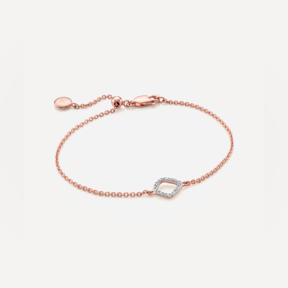 Monica Vinader NWOT Riva Diamond Mini Kite Chain Bracelet in rose gold